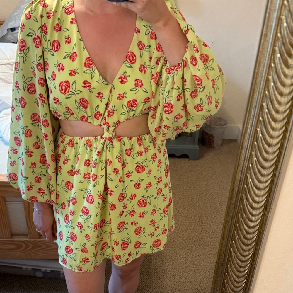 Show Me Your Mumu Floral Cutout Mini Dress – Size L